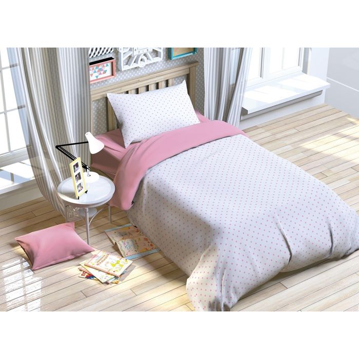 Постельное бельё "Этелька" 1.5 сп. Розовая колыбельная 143х215 см, 150х214 см, 50х70 см, поплин