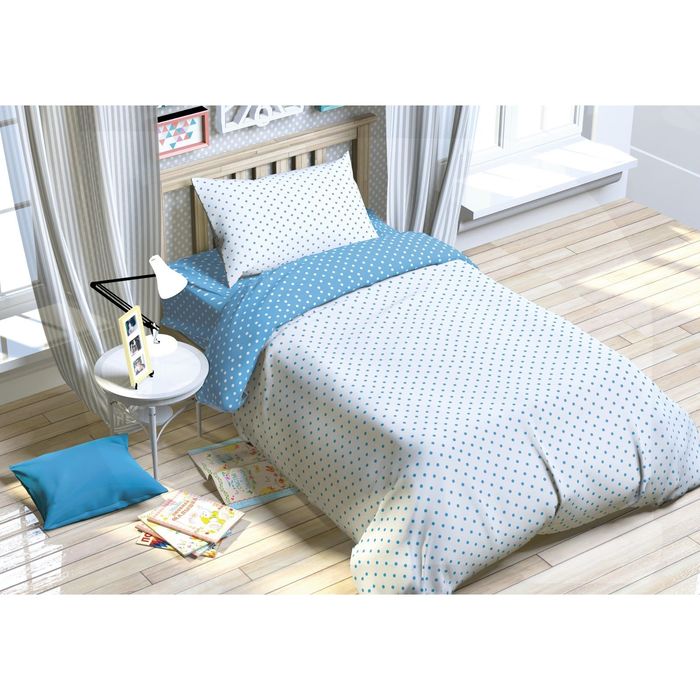 Постельное бельё "Этелька" 1.5 сп. Голубая мечта 143х215 см, 150х214 см, 50х70 см, поплин
