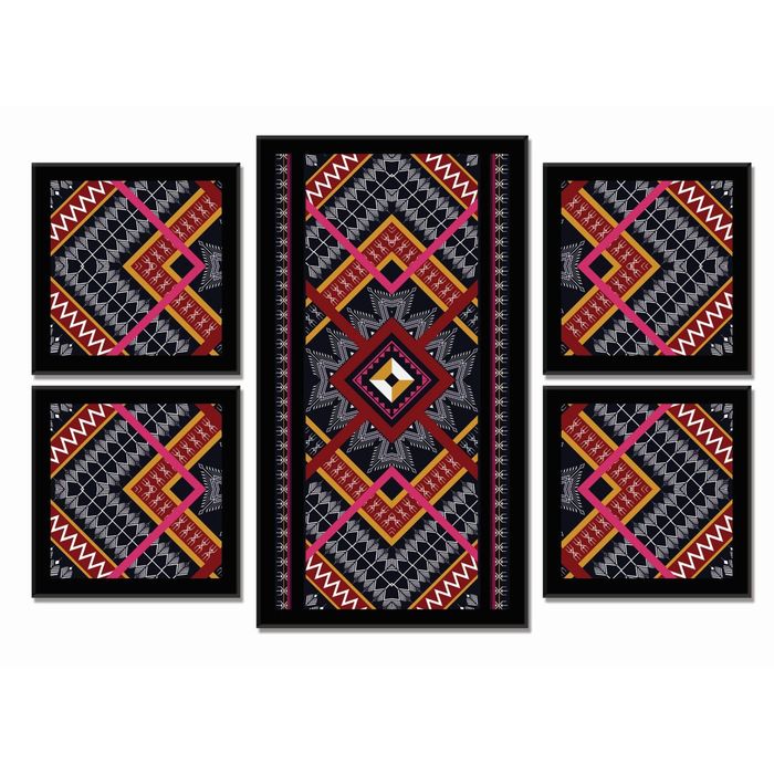 Модульная картина "Геометрические узоры" шафран