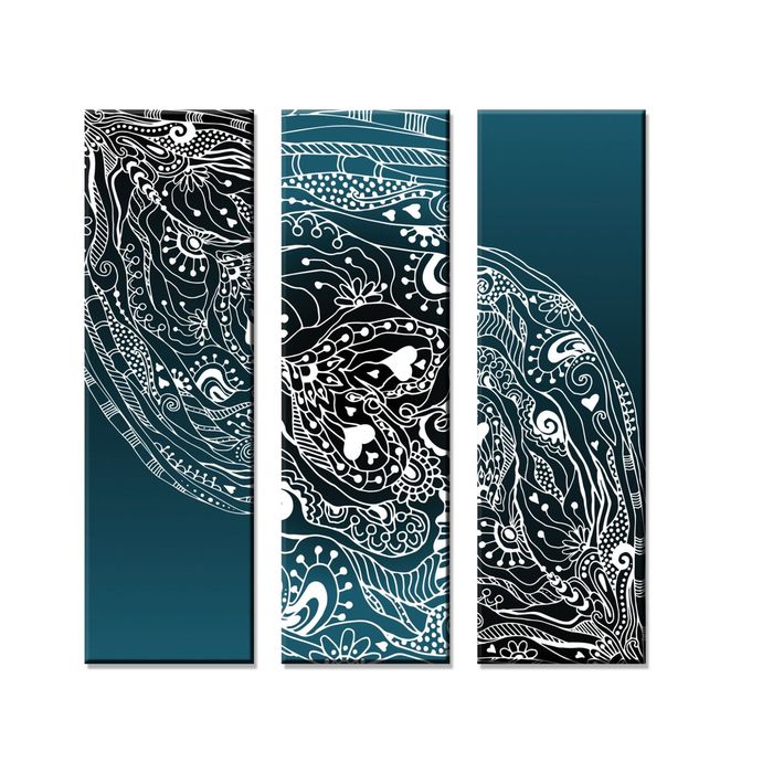 Модульная картина "Река любви" изумрудный фон, вертикальная