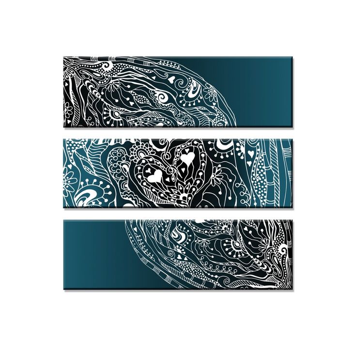 Модульная картина "Река любви" изумрудный фон, горизонтальная