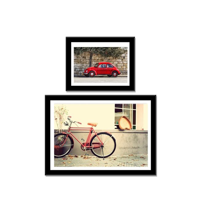 Модульная картина "Автомобиль и велосипед"