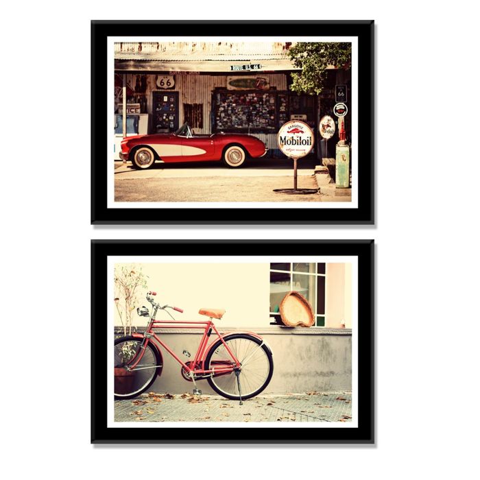 Модульная картина "Машина и велосипед"