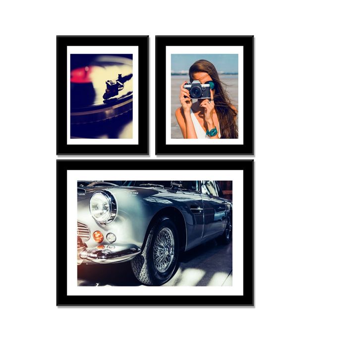 Модульная картина "Пластинка, девушка и фары"