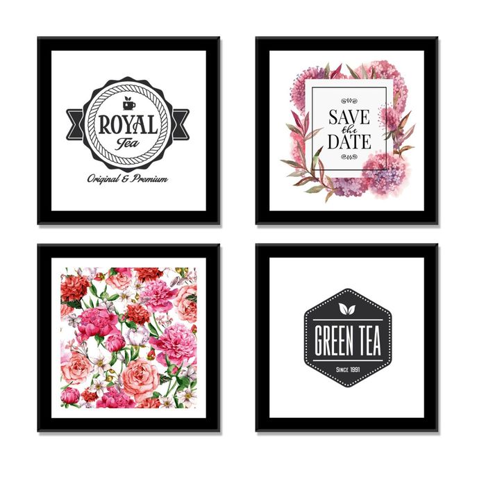 Модульная картина "Коллаж с розовыми пионами" чай