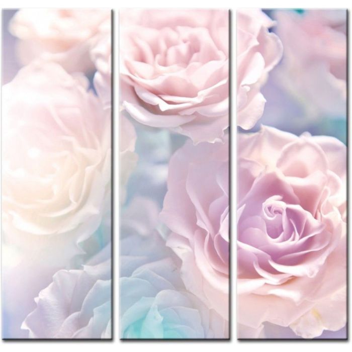Модульная картина "Розы в пастельных тонах"