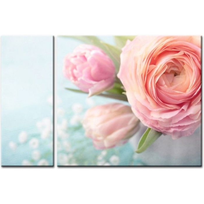 Модульная картина "Розовые ранункулюсы"