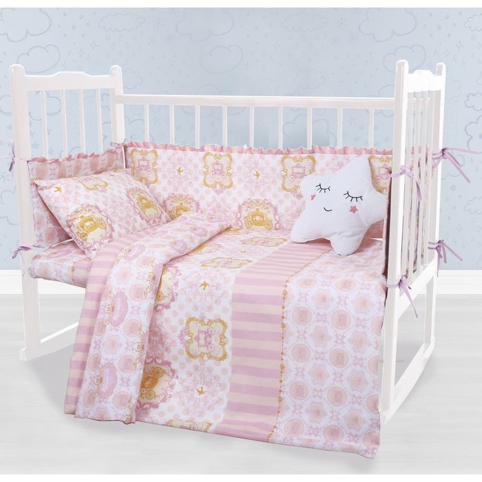 Детское постельное бельё "Этелька" бейби Принцесса 147*112 см, 60*120 + 20 см, 40*60 см - 1шт, 100% хлопок, бязь 125 г/м2