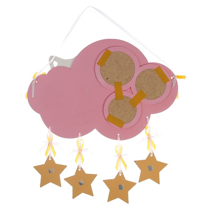 Фоторамка на 3 фото "Наш котёнок" с декоративными Фигурками, розово-жёлтый