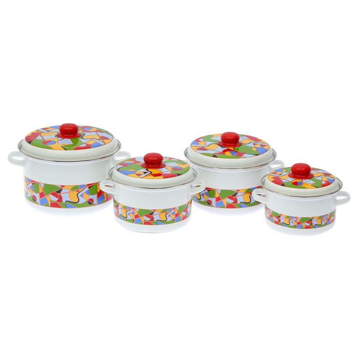 Набор кастрюль "Абстракция", 4 шт: 2 л, 3 л, 4 л, 5,5 л