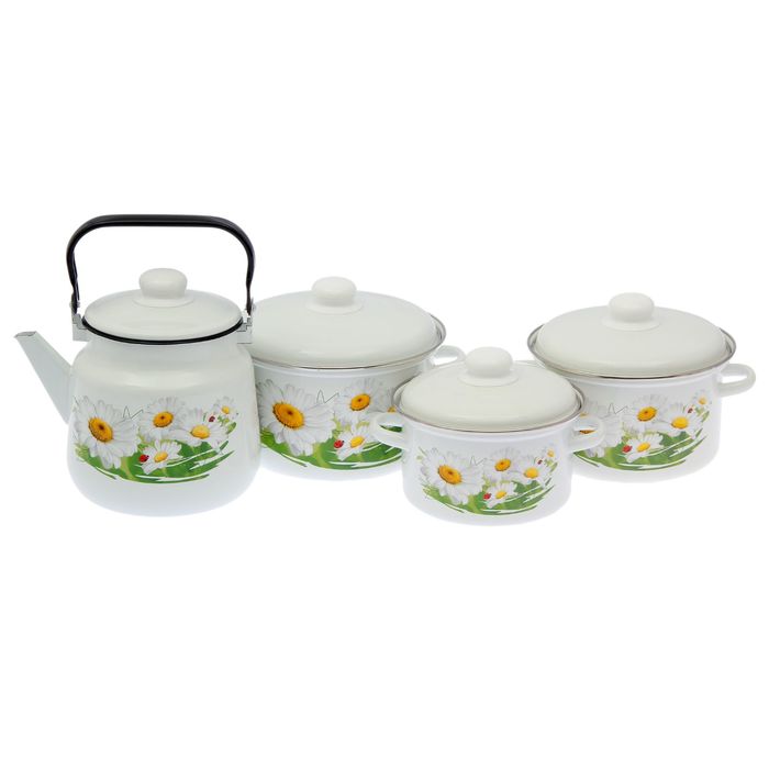 Набор посуды "Уралочка" 4 предмета: кастрюли 2 л, 3 л, 4 л, чайник 3,5 л