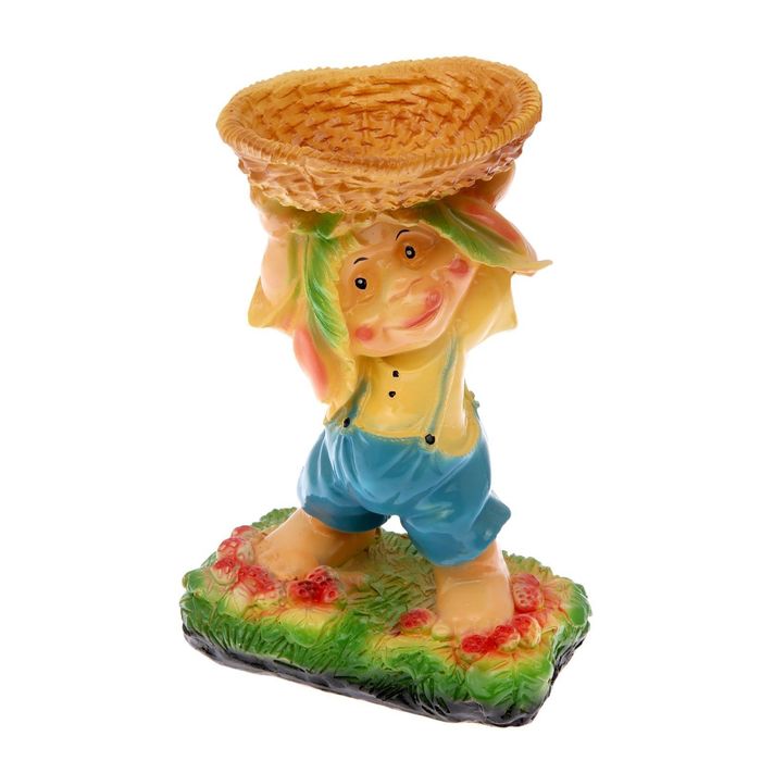 Фигурное кашпо "Гном с корзинкой над головой" 36х24см