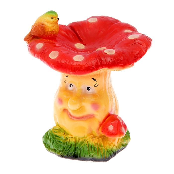 Садовая фигура "Гриб с птичкой" 23х19см