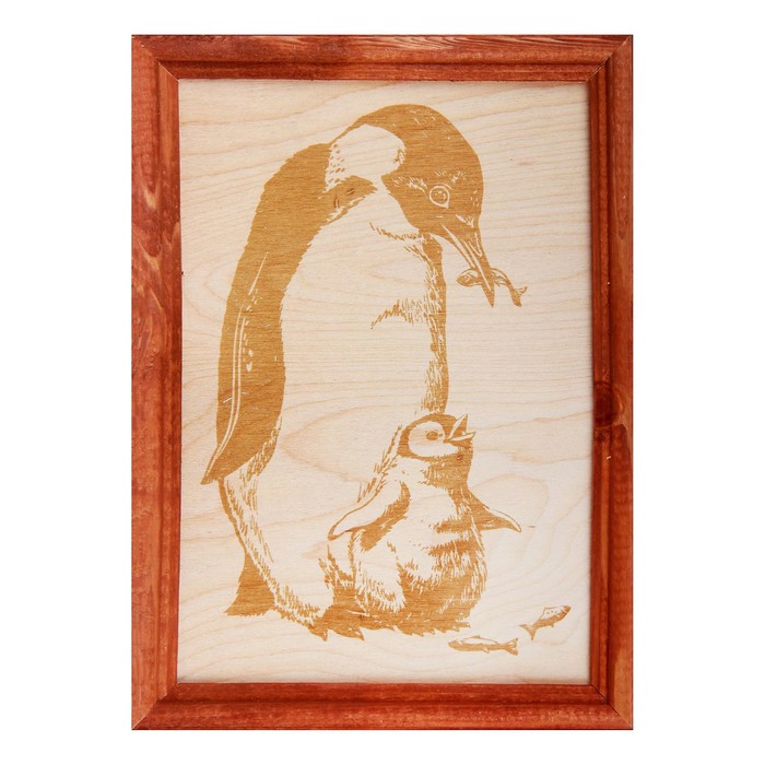 Доски для выжигания "Пингвины" 2 шт., в рамке