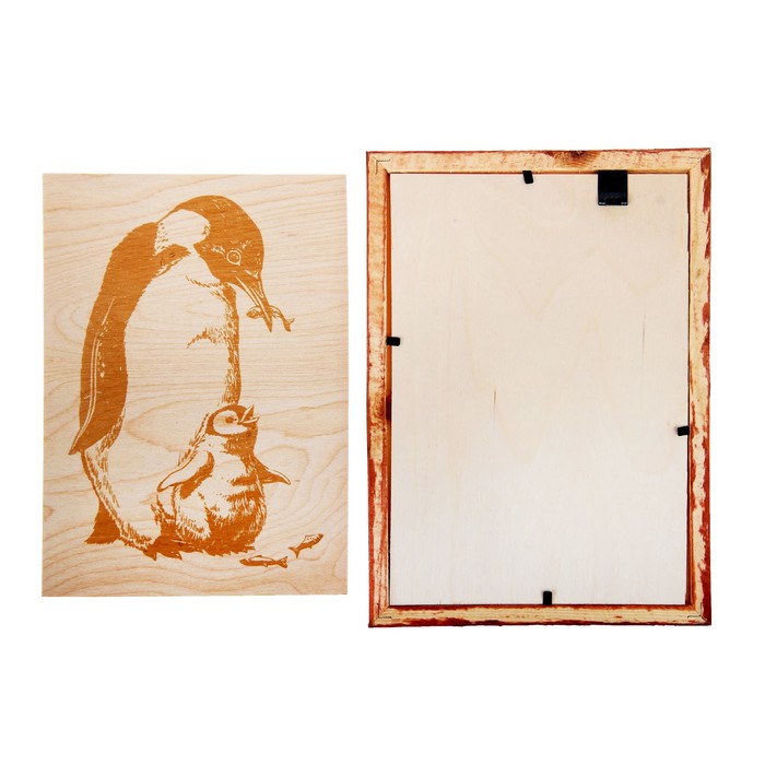 Доски для выжигания "Пингвины" 2 шт., в рамке