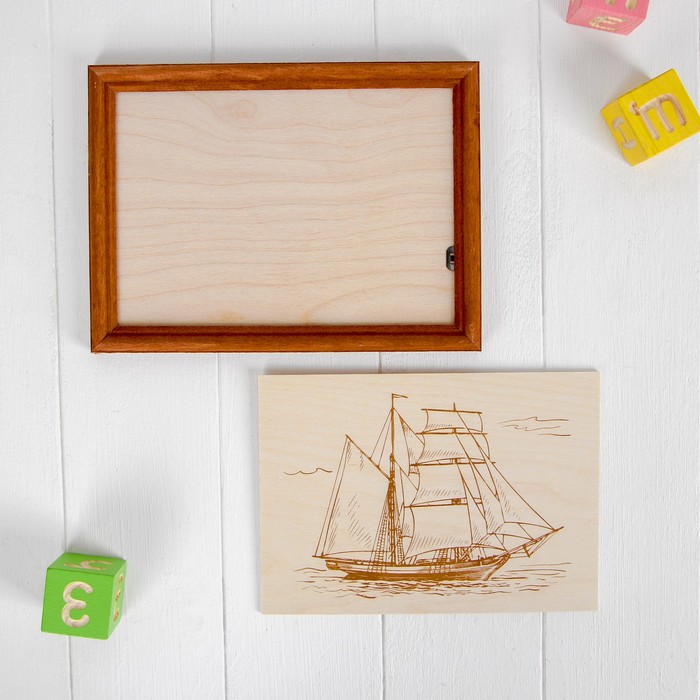 Доски для выжигания "Корабль" 2 шт., в рамке
