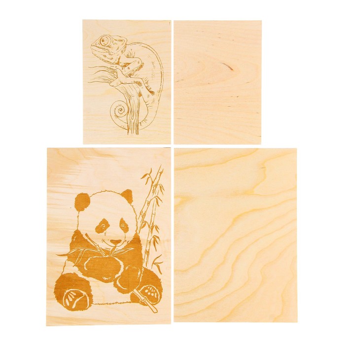 Доски для выжигания "Панда-лакомка. Хамелеон", 4 шт., формат А4 + А5