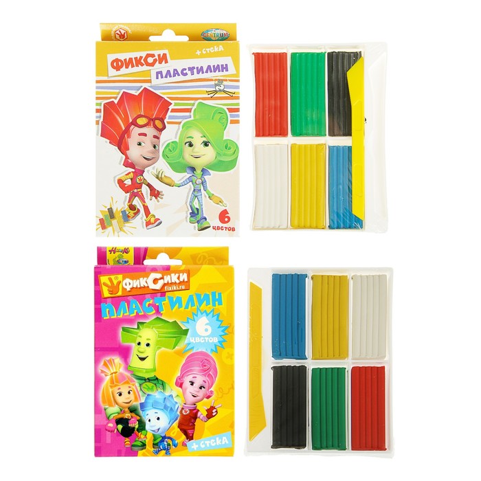 Пластилин 6 цветов "Фиксики", 120г, пластиковый стек