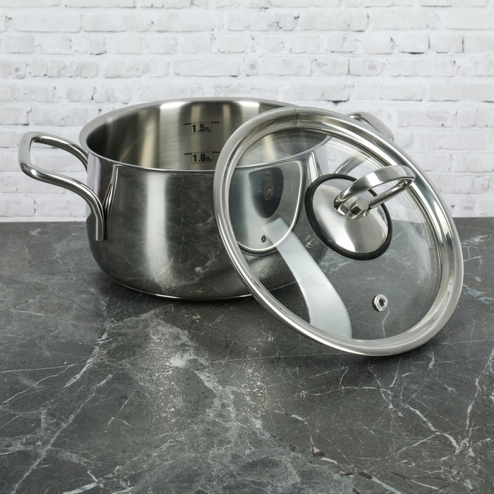 Кастрюля 1,6 л, d=16 см "Орхидея Классика", стеклянная крышка