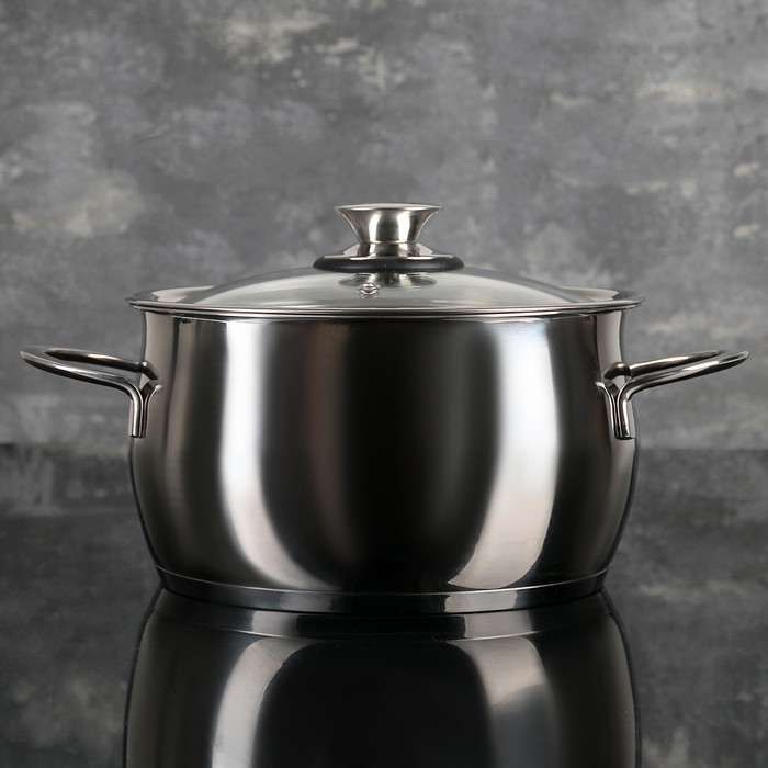 Кастрюля 4,5 л, d=22 см "Магнолия Престиж", стеклянная крышка