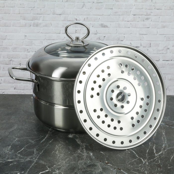 Кастрюля-пароварка 4 л "Грация" 1 уровень, с комбинированной крышкой