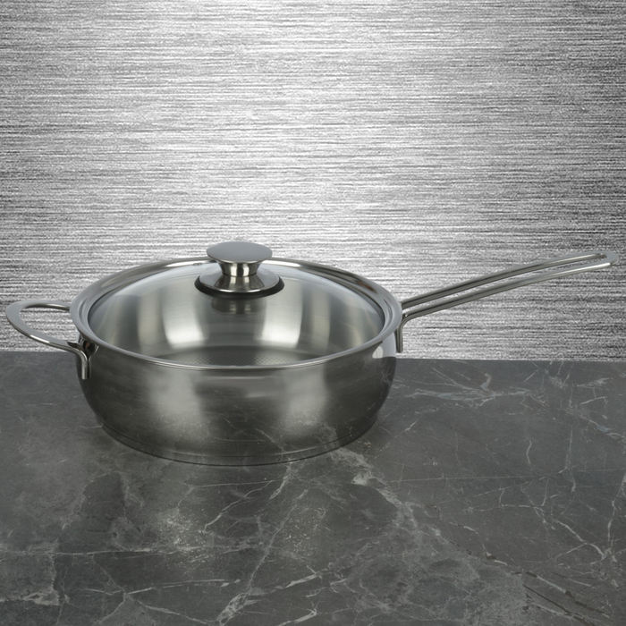 Набор посуды "Магнолия Престиж" 5 предметов: кастрюли 1,8 л, 3,5 л, 4,5 л сковорода 3 л, ковш 1,2 л, стеклянные крышки