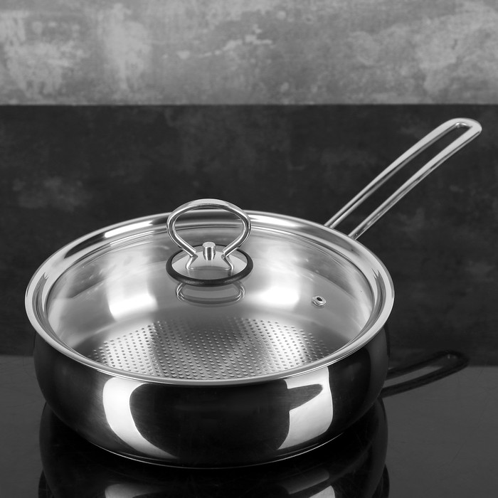 Сковорода 24 см "Орхидея Классика", 2,7 л, со стеклянной крышкой, микрогриль