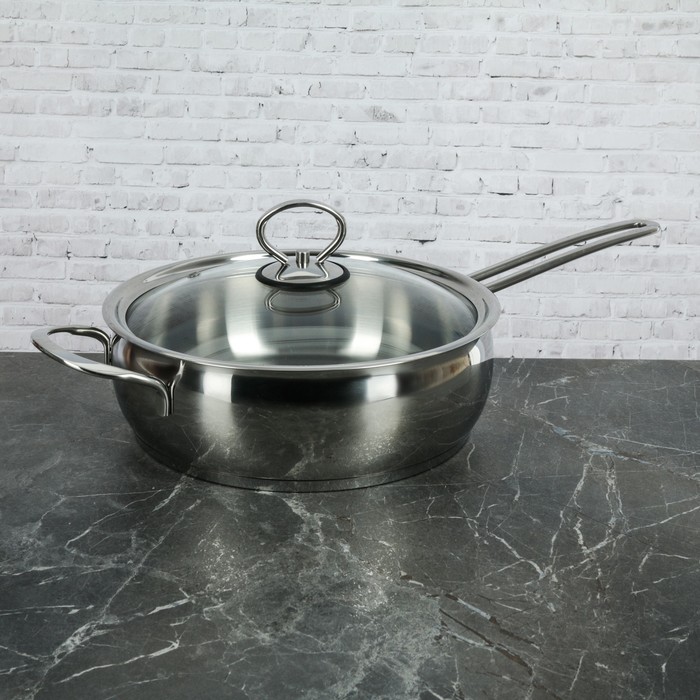 Сковорода 24 см "Магнолия Классика", 3 л, со стеклянной крышкой, микрогриль