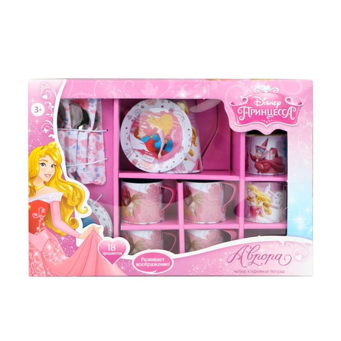 Набор кофейной посуды Принцесса "Аврора" (17 предм., металлич.)Disney