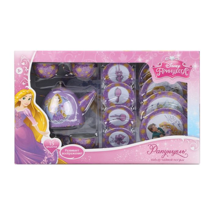 Набор чайной посуды Принцесса "Рапунцель" (15 предм., металлич.)Disney