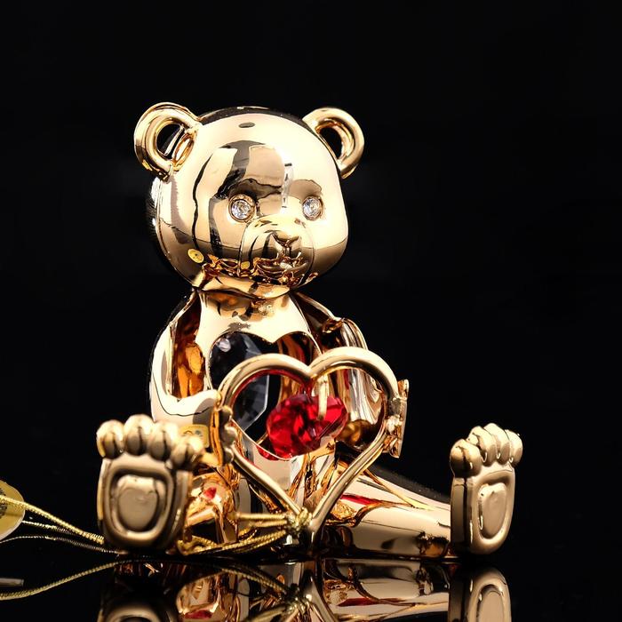 Сувенир «Мишка с сердцем», 5×4×5 см, с кристаллами сувенир глобус 4×4×6 см на подставке с кристаллами