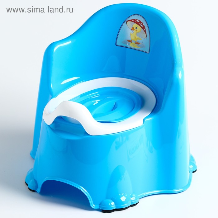 Горшок детский антискользящий «Комфорт» с крышкой, съёмная чаша, цвет голубой фото