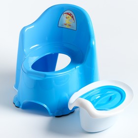 Горшок детский антискользящий «Комфорт» с крышкой, съёмная чаша, цвет голубой от Сима-ленд