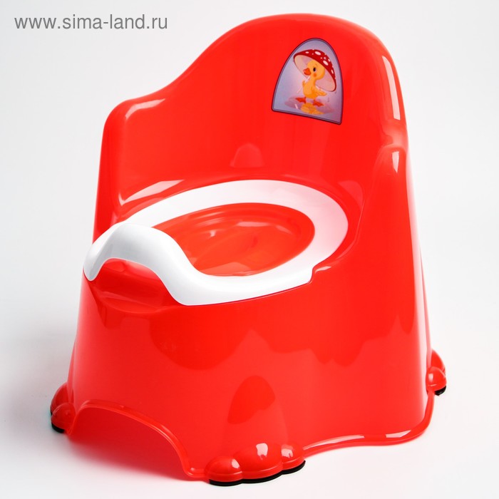 Горшок детский антискользящий «Комфорт» с крышкой, съёмная чаша, цвет красный фото