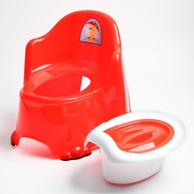 Горшок детский антискользящий «Комфорт» с крышкой, съёмная чаша, цвет красный от Сима-ленд