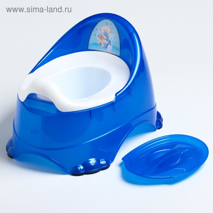 Горшок детский антискользящий «Бэйби-Комфорт» с крышкой, съёмная чаша, цвет голубой, синий