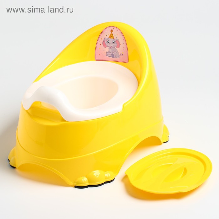 Горшок детский антискользящий «Бэйби-Комфорт» с крышкой, съёмная чаша, цвет жёлтый