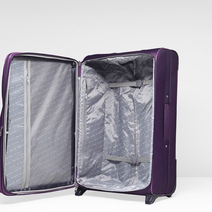 Чемодан с увеличением, большой, 28", 75 л, 2 колеса, цвет фиолетовый