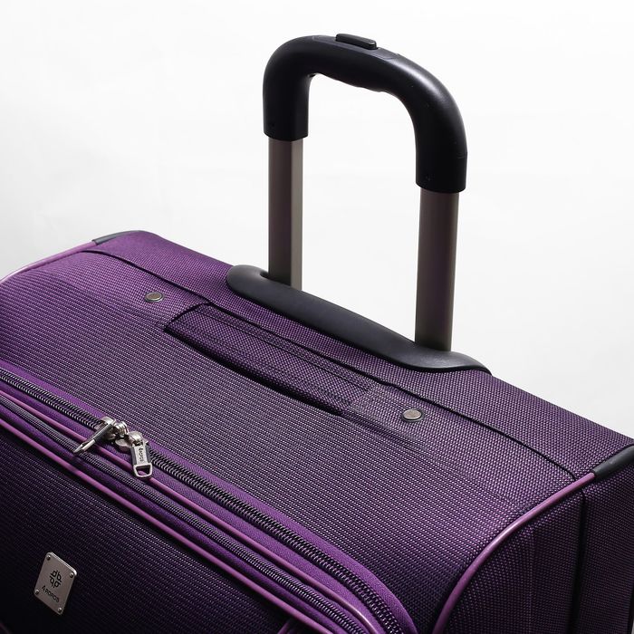 Чемодан с увеличением, большой, 28", 75 л, 2 колеса, цвет фиолетовый