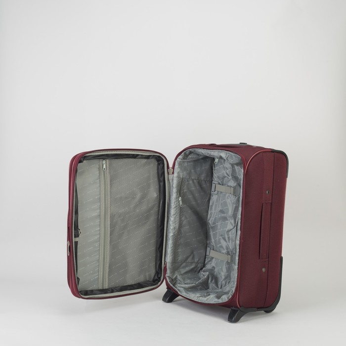 Чемодан с увеличением, малый, 20 ", 43 л, 2 колеса, цвет бордовый