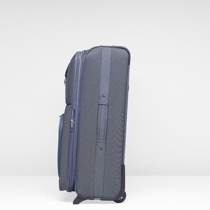 Чемодан с увеличением, большой, 28", 75 л, 2 колеса, цвет синий