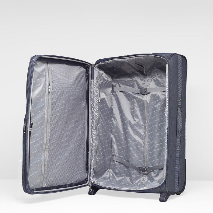 Чемодан с увеличением, большой, 28", 75 л, 2 колеса, цвет синий