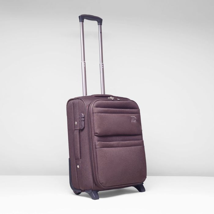 Чемодан малый с расширением, 20 ", 43 л, 2 колеса, цвет коричневый меланж