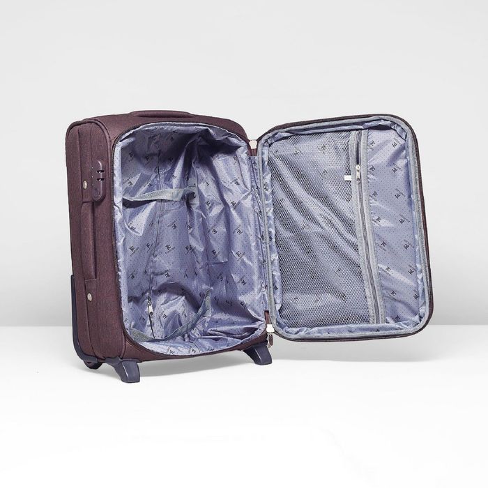 Чемодан малый с расширением, 20 ", 43 л, 2 колеса, цвет коричневый меланж