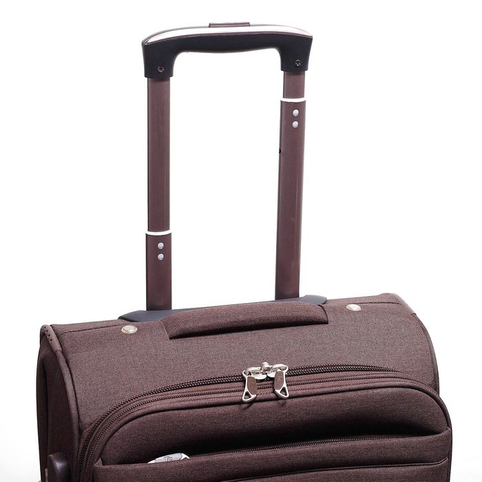 Чемодан малый с расширением, 20 ", 43 л, 2 колеса, цвет коричневый меланж