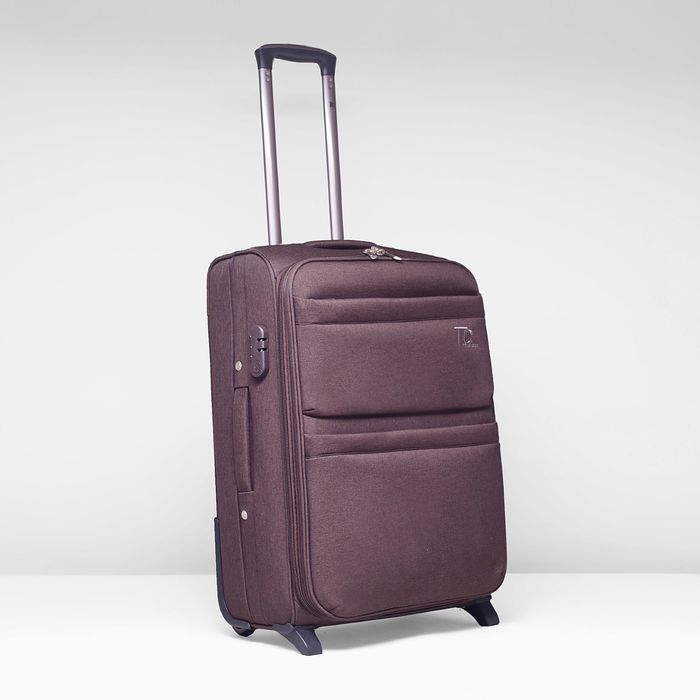 Чемодан с расширением, средний, 24", 62 л, 2 колеса, цвет коричневый меланж