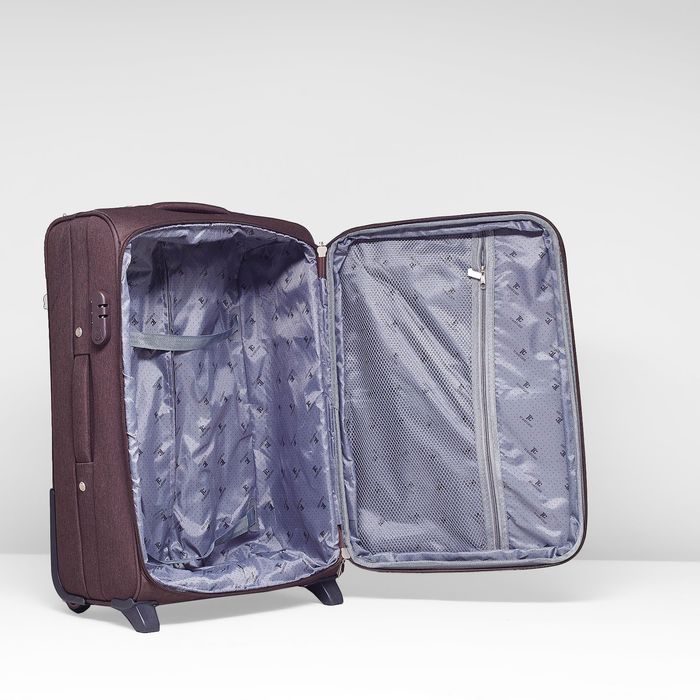 Чемодан с расширением, средний, 24", 62 л, 2 колеса, цвет коричневый меланж