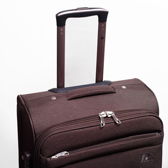 Чемодан с расширением, средний, 24", 62 л, 2 колеса, цвет коричневый меланж