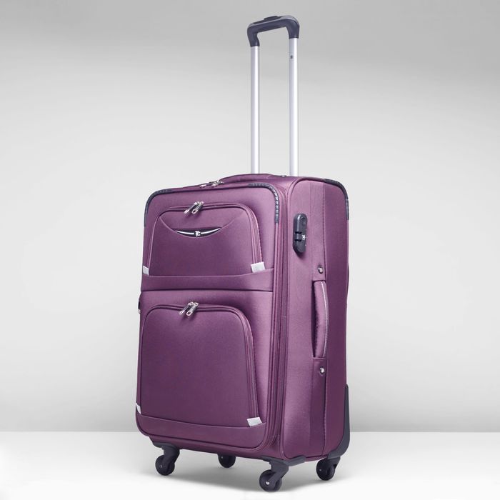 Чемодан с увеличением, средний, 24", 62 л, 4 колеса, цвет пурпурный
