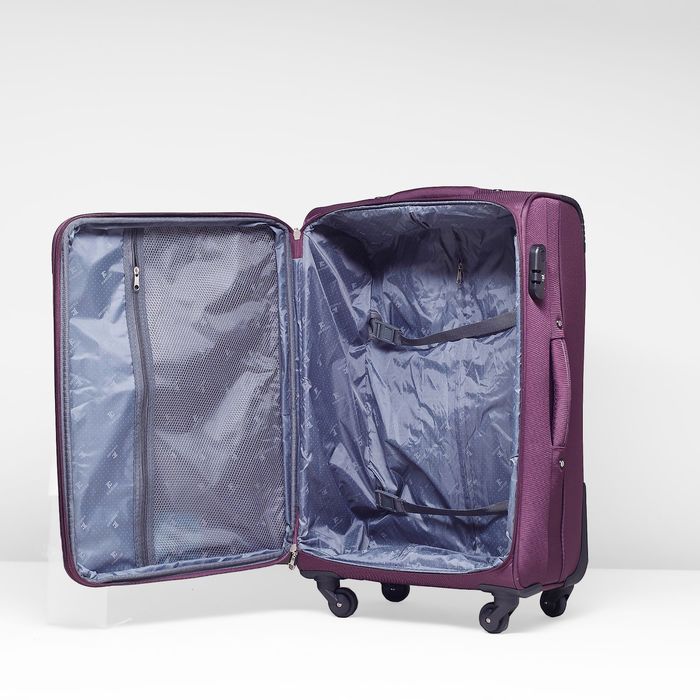 Чемодан с увеличением, средний, 24", 62 л, 4 колеса, цвет пурпурный